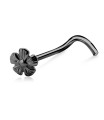 Flower Bloom Silver Curved Nose Stud NSKB-763